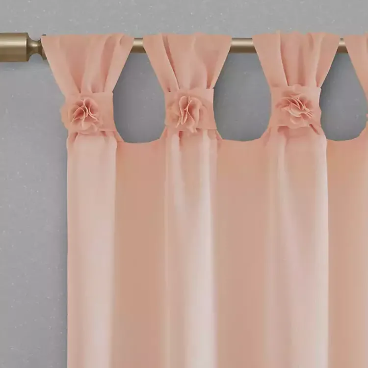 Curtains & Drapes-Kirklands Home Rosette Tab Top Curtain Panel, 95 in. Pink