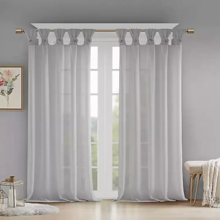 Curtains & Drapes-Kirklands Home Rosette Tab Top Curtain Panel, 63 in. Gray