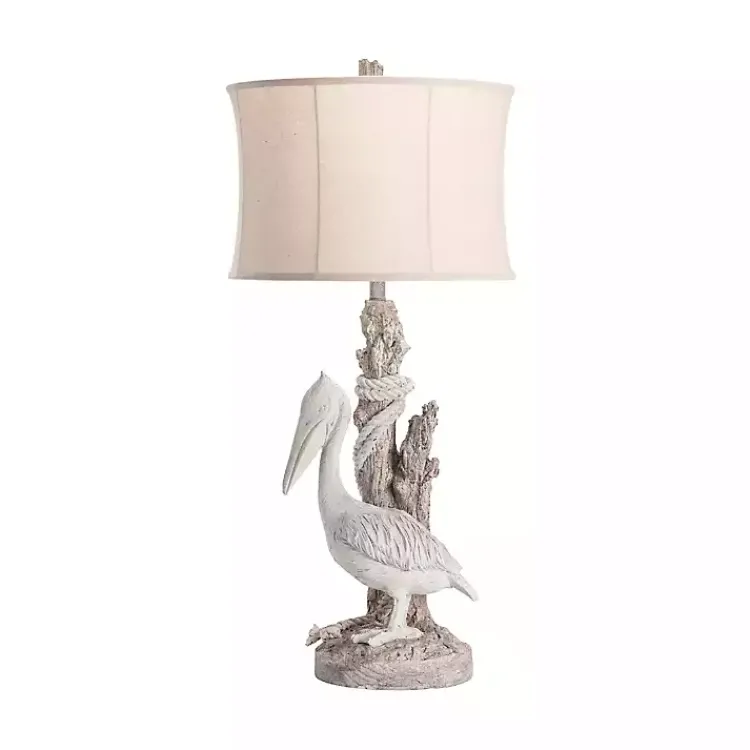 Table Lamps-Kirklands Home White Pelican Coastal Table Lamp Ivory