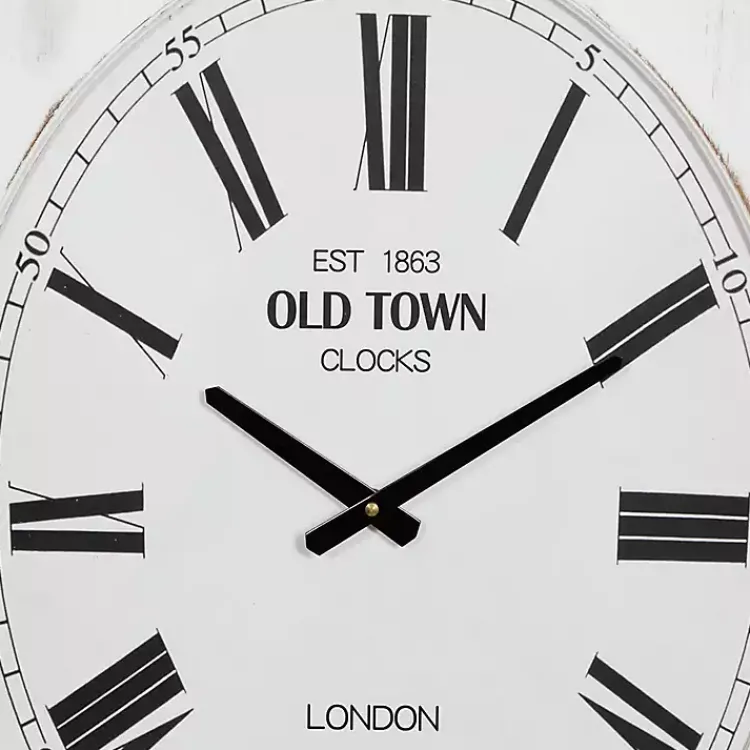 Clocks-Kirklands Home Distressed White Wood Scroll Wall Clock