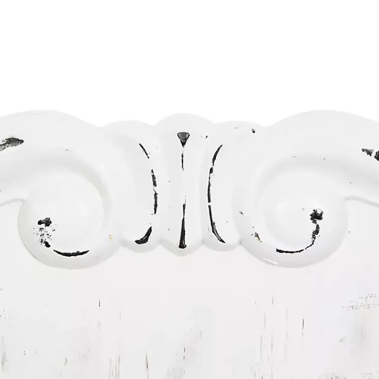 Clocks-Kirklands Home Distressed White Wood Scroll Wall Clock