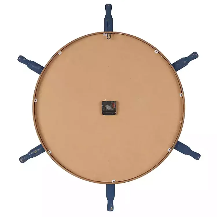 Clocks-Kirklands Home Ship Wheel Wood and Rope Wall Clock