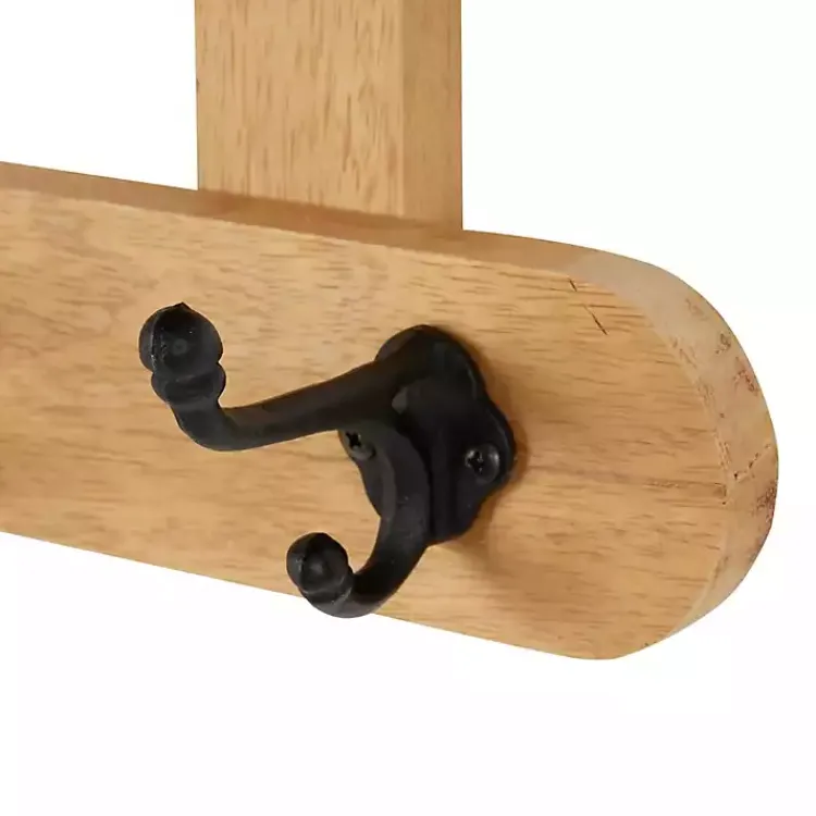 Shelves-Kirklands Home Natural Wood Wall Shelf with Hooks