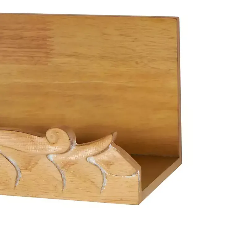 Shelves-Kirklands Home Floral Scroll Natural Wood Wall Shelf