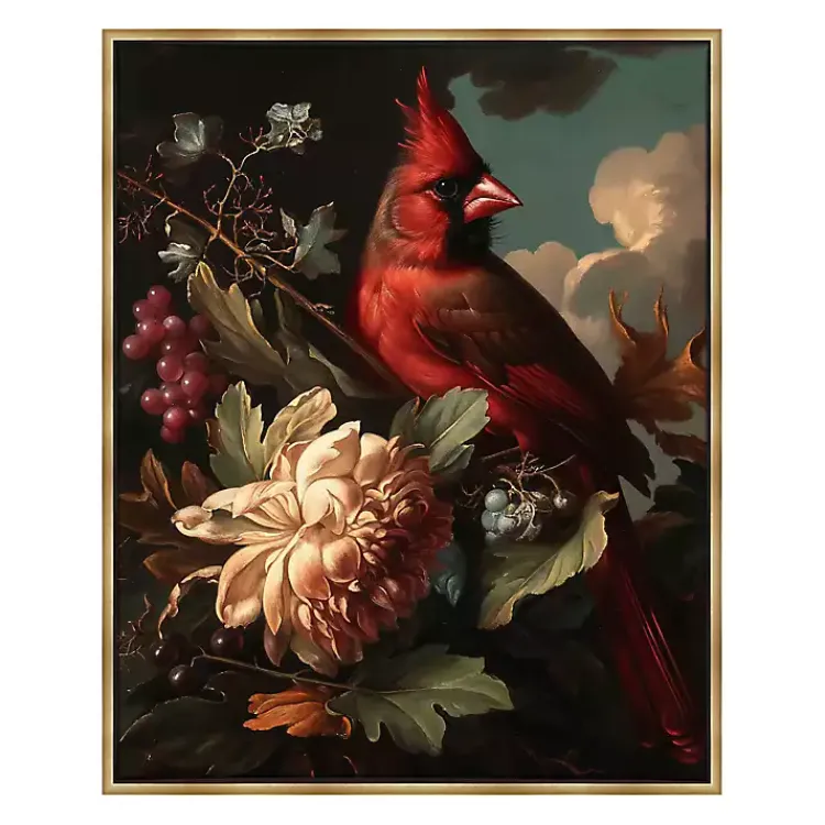 Canvas Art-Kirklands Home Cardinal Floral Dutch Framed Canvas Art Print