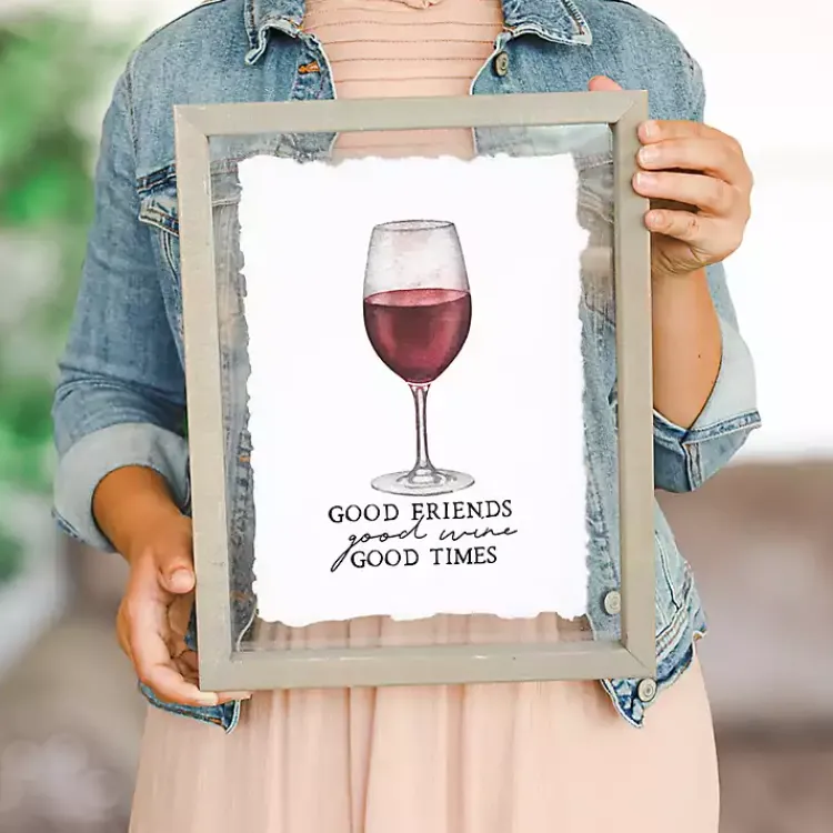 Wall Quotes & Signs-Kirklands Home Good Friends Good Wine Wall Plaque