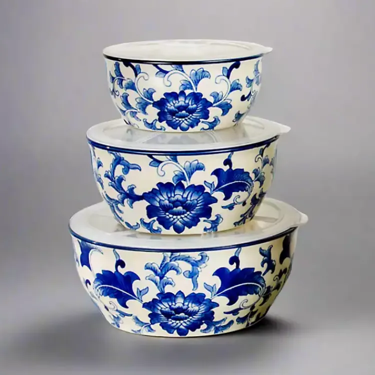 Dinnerware-Kirklands Home Blue & White 6-pc. Ceramic Food Storage Bowl Set