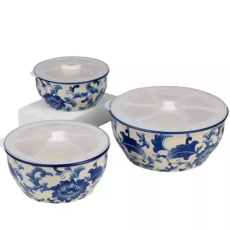 Dinnerware-Kirklands Home Blue & White 6-pc. Ceramic Food Storage Bowl Set