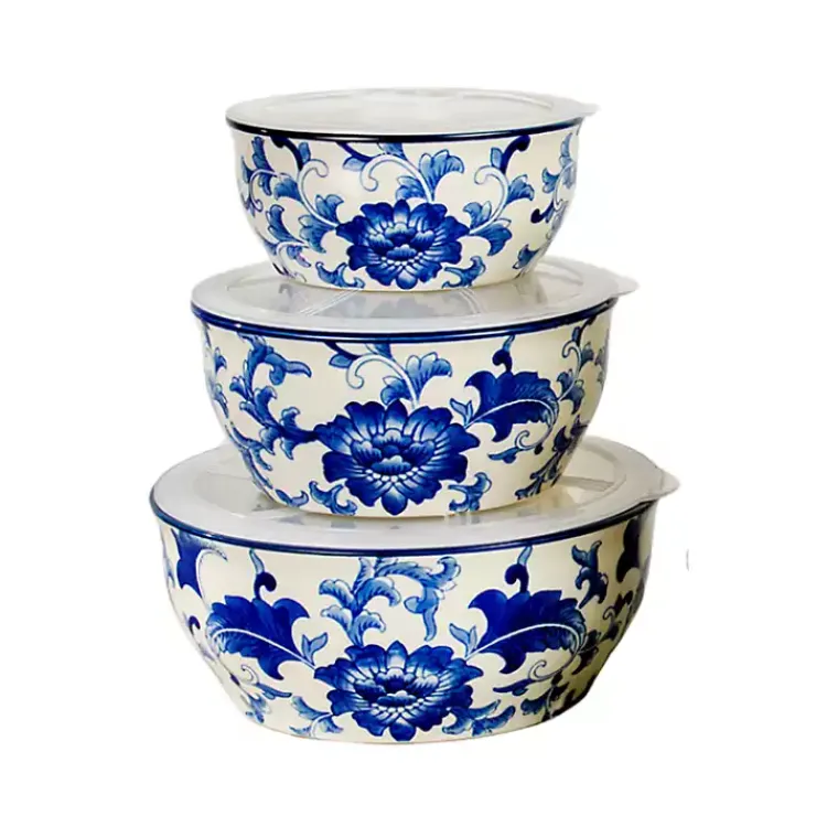 Dinnerware-Kirklands Home Blue & White 6-pc. Ceramic Food Storage Bowl Set