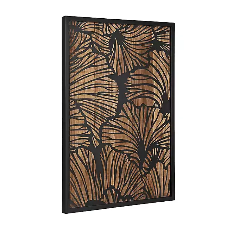 Wall Plaques-Kirklands Home Black and Natural Wood Botanical Wall Plaque
