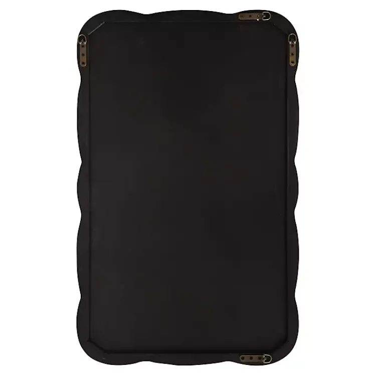 Decorative Mirrors-Kirklands Home Black Wood Scalloped Leigh Wall Mirror