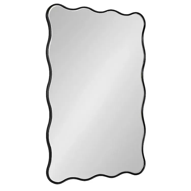 Decorative Mirrors-Kirklands Home Black Wavy Beveled Rectangular Wall Mirror
