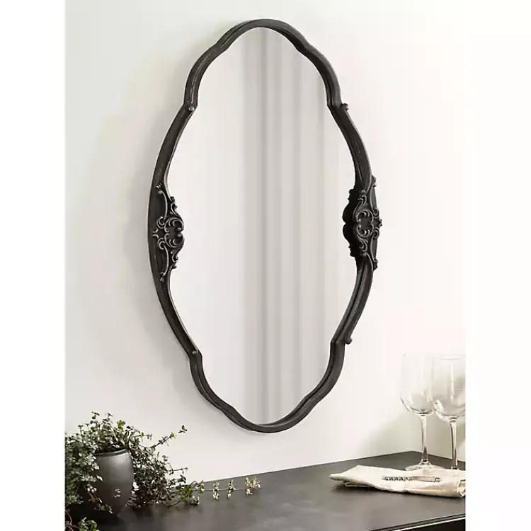 Decorative Mirrors-Kirklands Home Black Novella Baroque Wall Mirror
