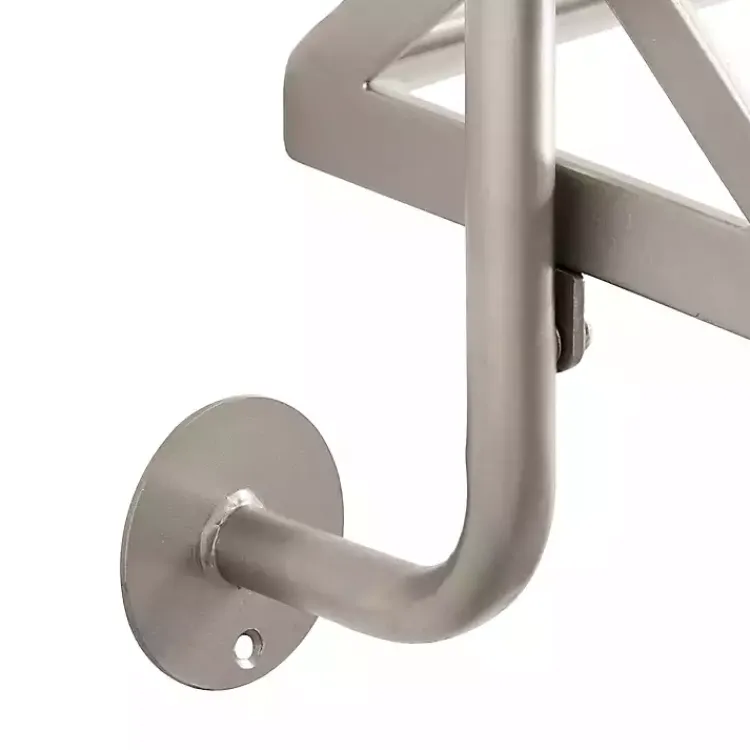 Shelves-Kirklands Home Metal and Glass 3-Tier Wall Shelf Silver