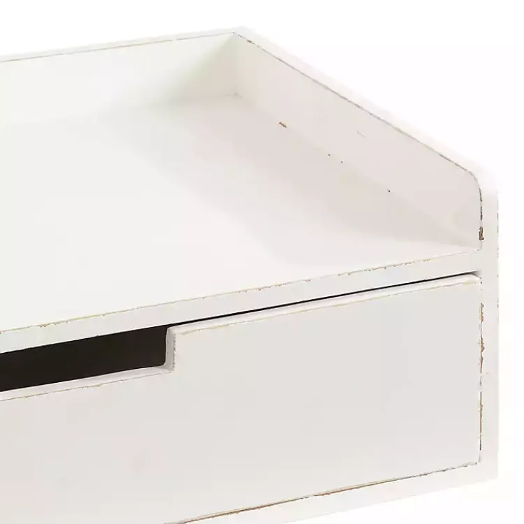 Accent & End Tables-Kirklands Home Distressed Drawer Kitt Floating Side Table White