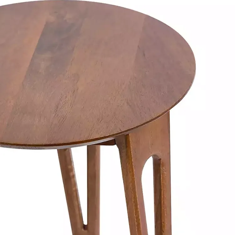 Accent & End Tables-Kirklands Home Walnut Mango Wood Round Kershaw Accent Table Brown