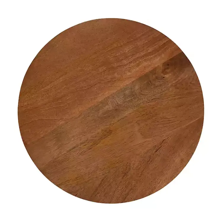 Accent & End Tables-Kirklands Home Walnut Mango Wood Round Kershaw Accent Table Brown