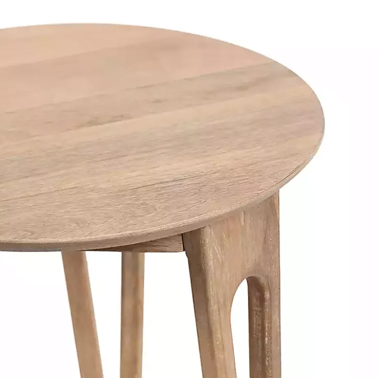 Accent & End Tables-Kirklands Home Natural Mango Wood Round Kershaw Accent Table Tan