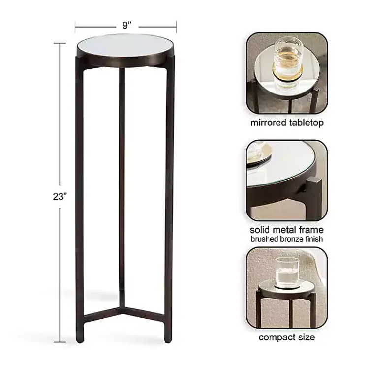 Accent & End Tables-Kirklands Home Dark Bronze Mirrored Tabletop Aguilar Drink Table Brown