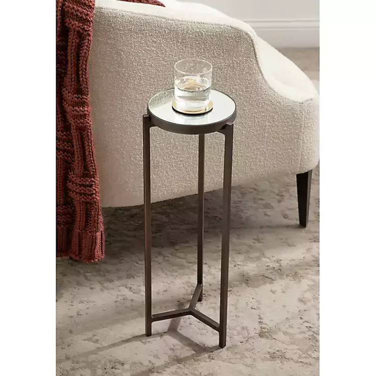 Accent & End Tables-Kirklands Home Dark Bronze Mirrored Tabletop Aguilar Drink Table Brown