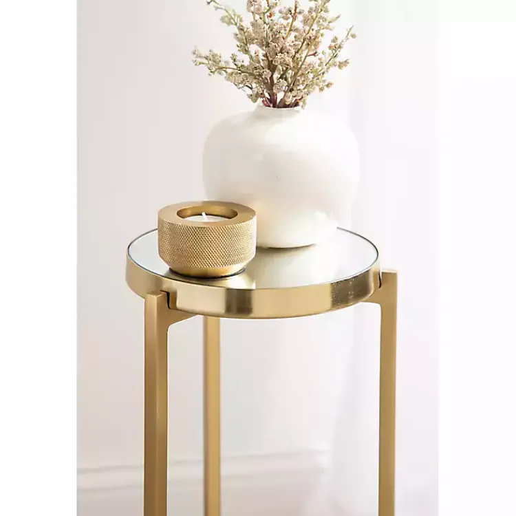 Accent & End Tables-Kirklands Home Metal Mirrored Tabletop Aguilar Drink Table Gold