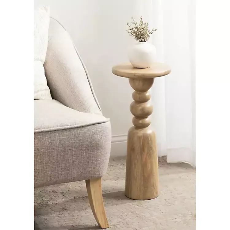 Accent & End Tables-Kirklands Home Natural Wood Tirollo Accent Table Tan