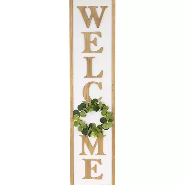 Garden Decor-Kirklands Home Welcome Eucalyptus Wreath Porch Board White