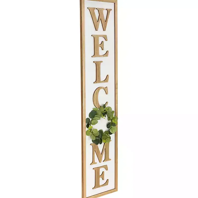 Garden Decor-Kirklands Home Welcome Eucalyptus Wreath Porch Board White