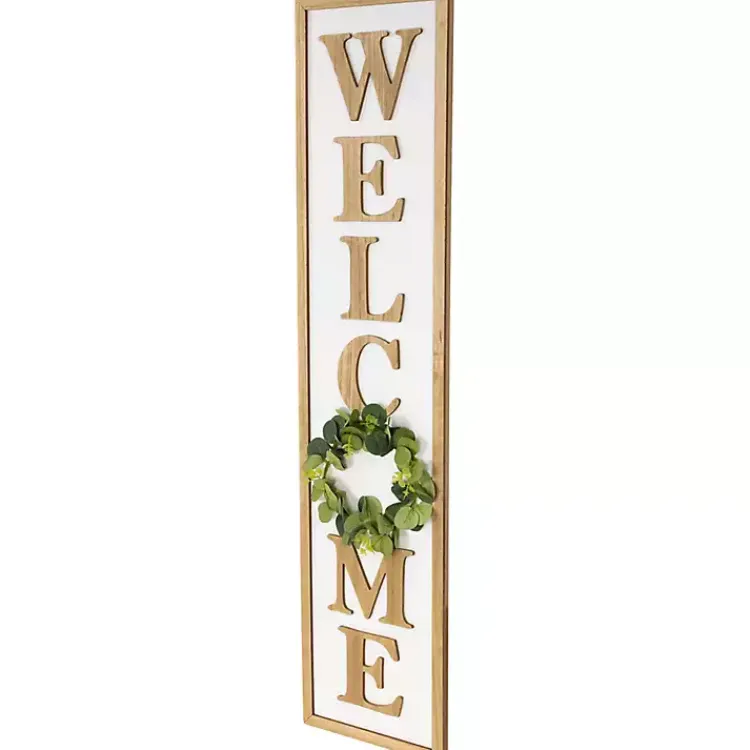 Garden Decor-Kirklands Home Welcome Eucalyptus Wreath Porch Board White