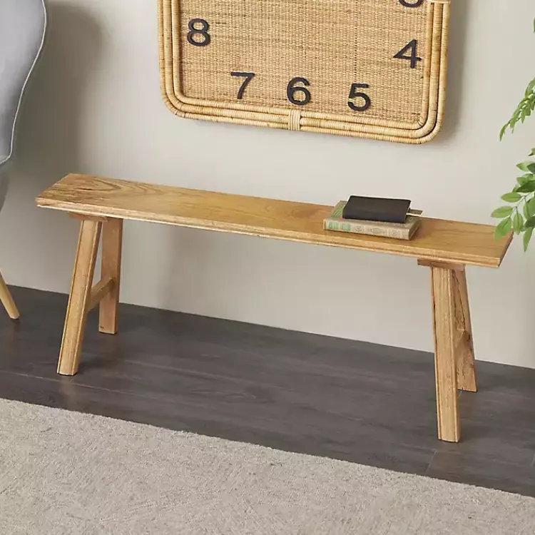 Benches & Ottomans-Kirklands Home Natural Wood Narrow Rustic Bench Brown