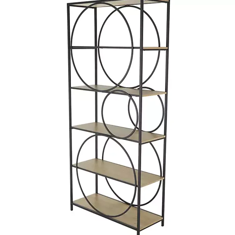 Bookshelves-Kirklands Home Black Metal Circles 5-Tier Bookcase