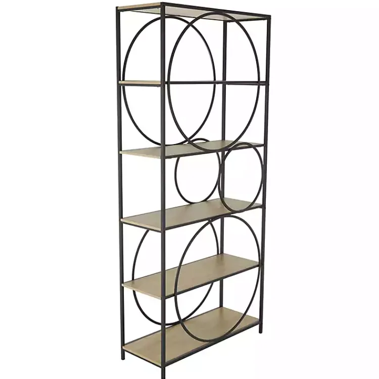 Bookshelves-Kirklands Home Black Metal Circles 5-Tier Bookcase