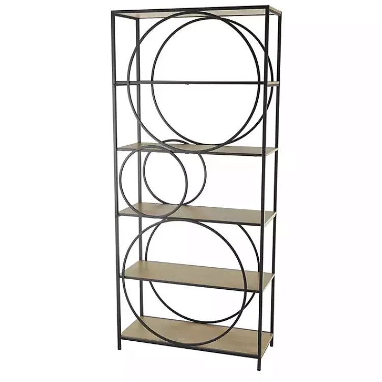 Bookshelves-Kirklands Home Black Metal Circles 5-Tier Bookcase