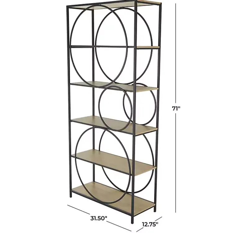 Bookshelves-Kirklands Home Black Metal Circles 5-Tier Bookcase