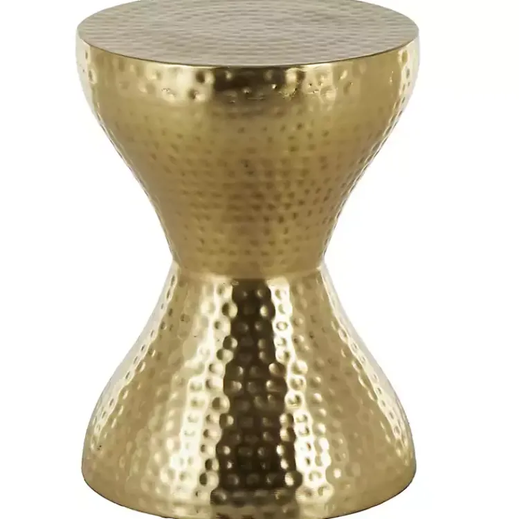 Accent & End Tables-Kirklands Home Hammered Hourglass Accent Table Gold