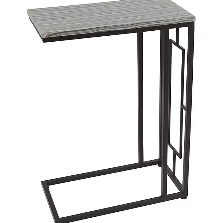 Accent & End Tables-Kirklands Home Gunmetal Black Geometric Metal C-Table Brown