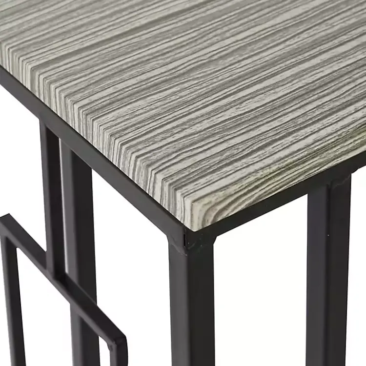 Accent & End Tables-Kirklands Home Gunmetal Black Geometric Metal C-Table Brown