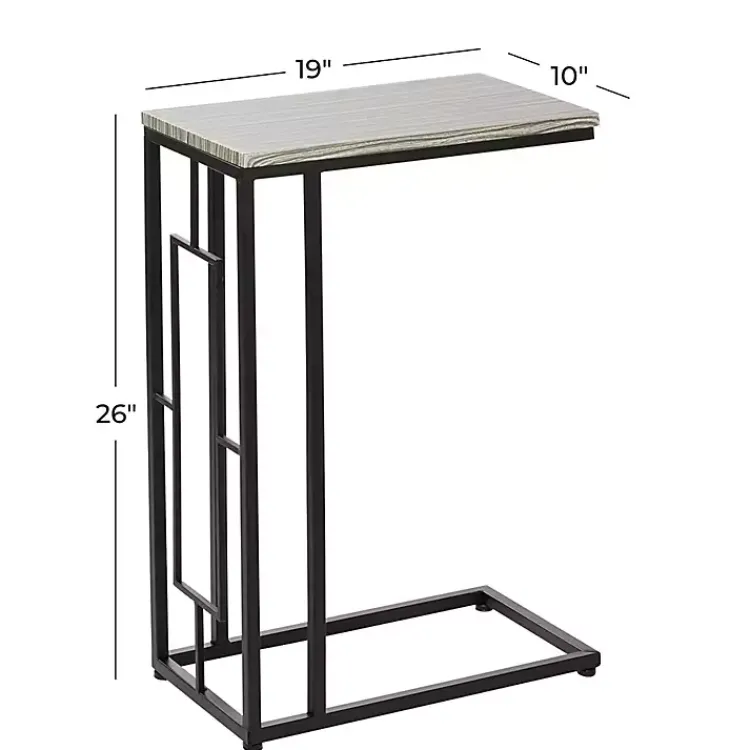Accent & End Tables-Kirklands Home Gunmetal Black Geometric Metal C-Table Brown