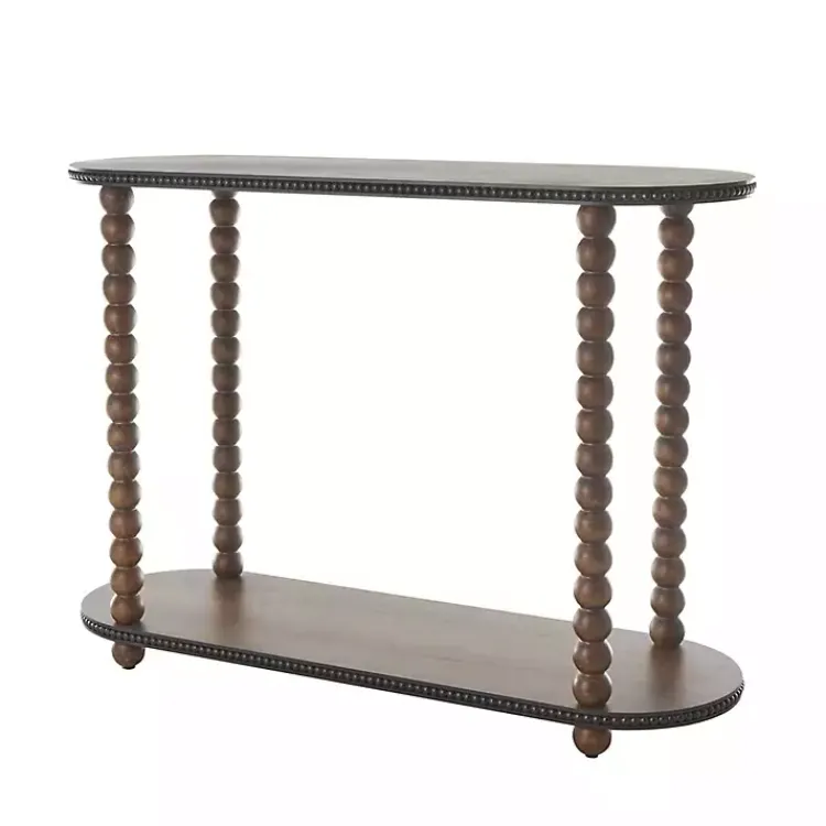 Console Tables-Kirklands Home Dark Wood Beaded Spindle Console Table Brown