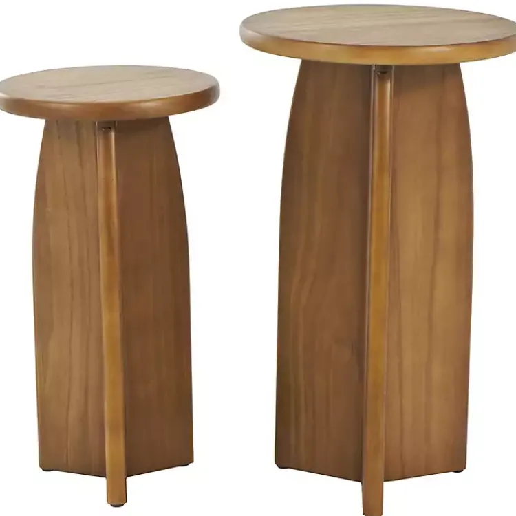 Accent & End Tables-Kirklands Home Light Wood Modern Accent Tables, Set of 2 Brown