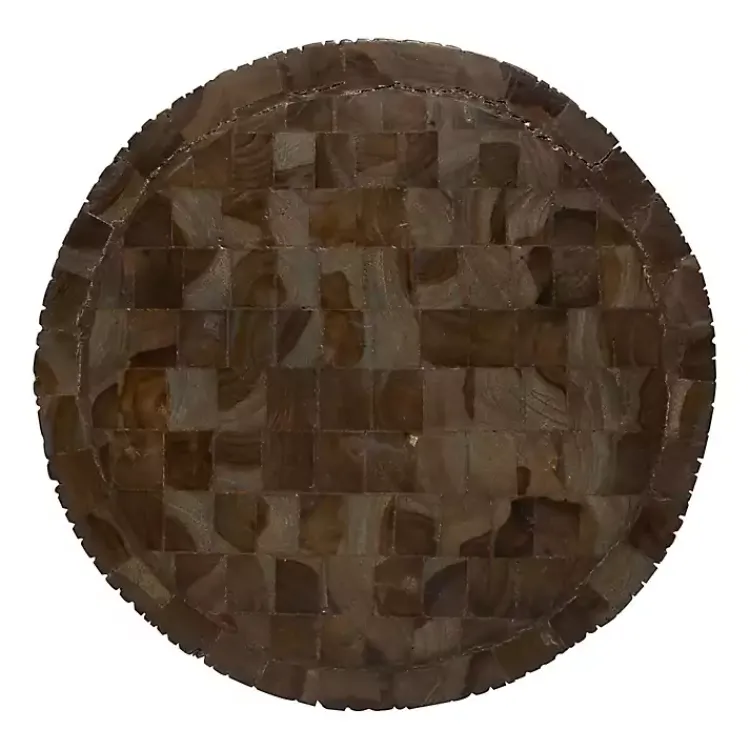 Accent & End Tables-Kirklands Home Teak Wood Drum Accent Table Brown