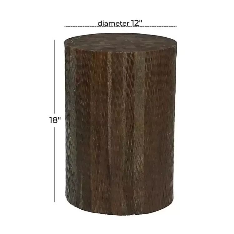 Accent & End Tables-Kirklands Home Teak Wood Drum Accent Table Brown