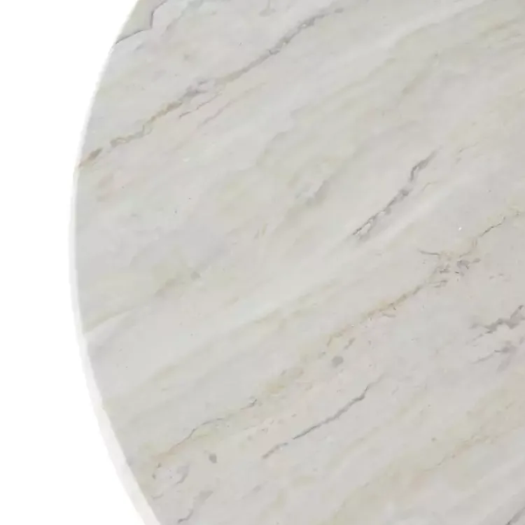 Coffee Tables-Kirklands Home Marble & Black Metal Pedestal Coffee Table White