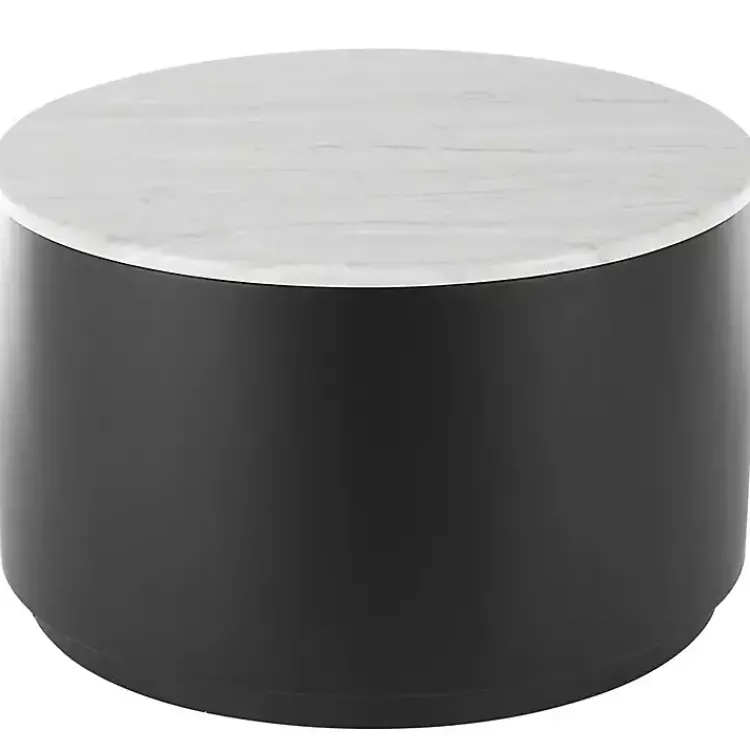 Coffee Tables-Kirklands Home Marble & Black Metal Storage Coffee Table White