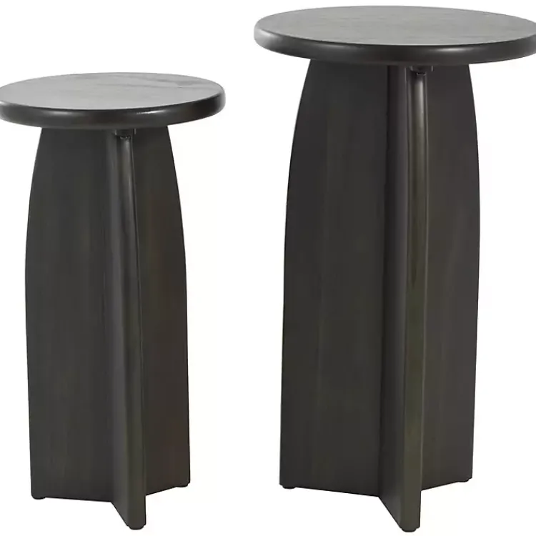 Accent & End Tables-Kirklands Home Wood Modern Accent Tables, Set of 2 Black