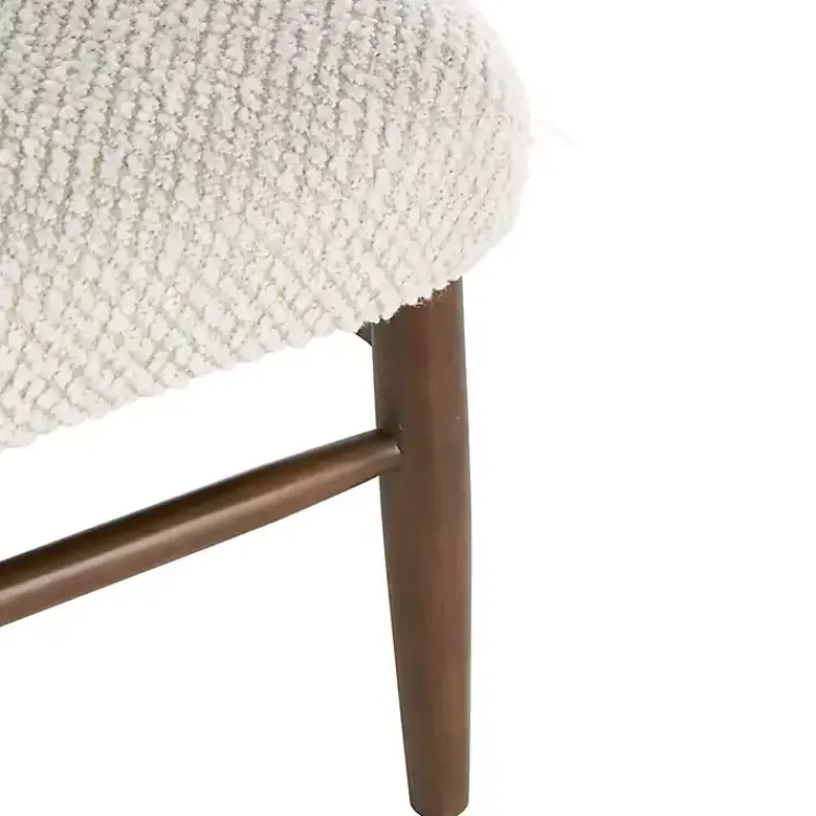 Accent Chairs-Kirklands Home Cream Boucle & Rounded Rattan Back Accent Chair White