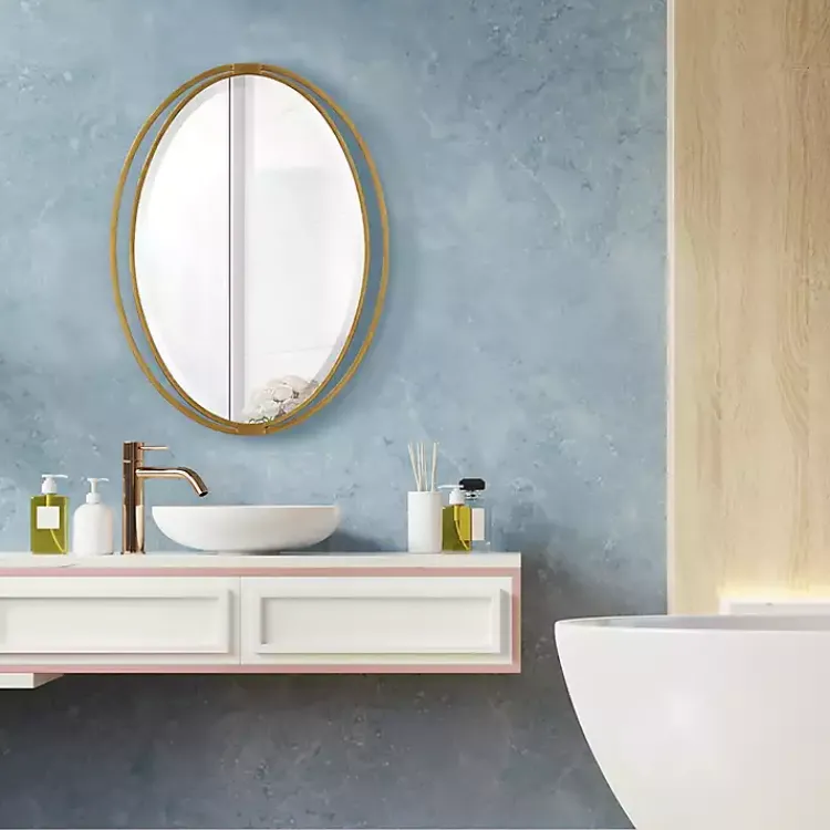 Decorative Mirrors-Kirklands Home Oval Rhodes Gold Wall Mirror