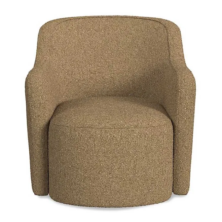 Accent Chairs-Kirklands Home Light Swivel Barrel Accent Chair Brown