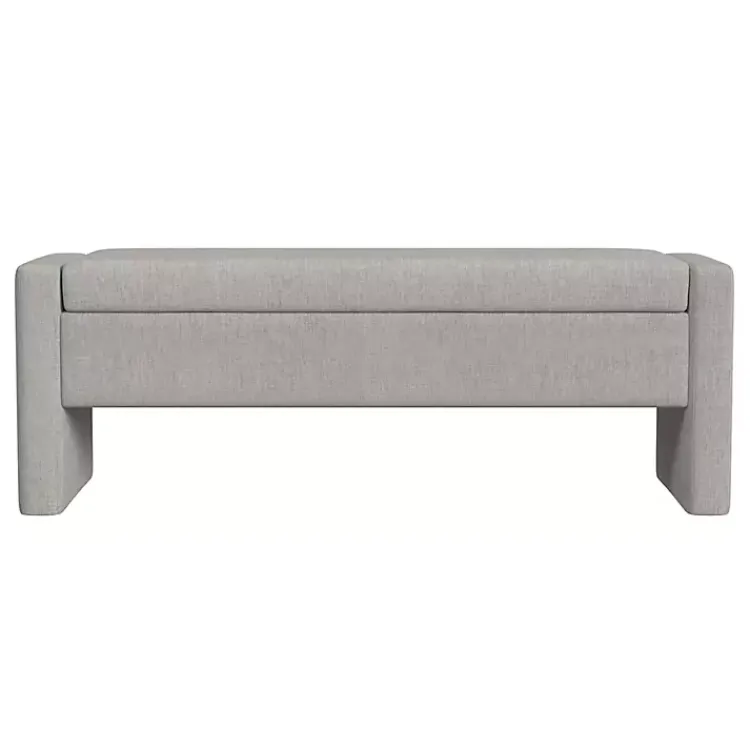 Benches & Ottomans-Kirklands Home Light Upholstered Modern Storage Bench Gray