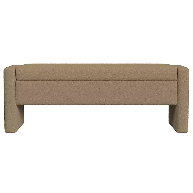 Benches & Ottomans-Kirklands Home Light Boucle Modern Storage Bench Brown